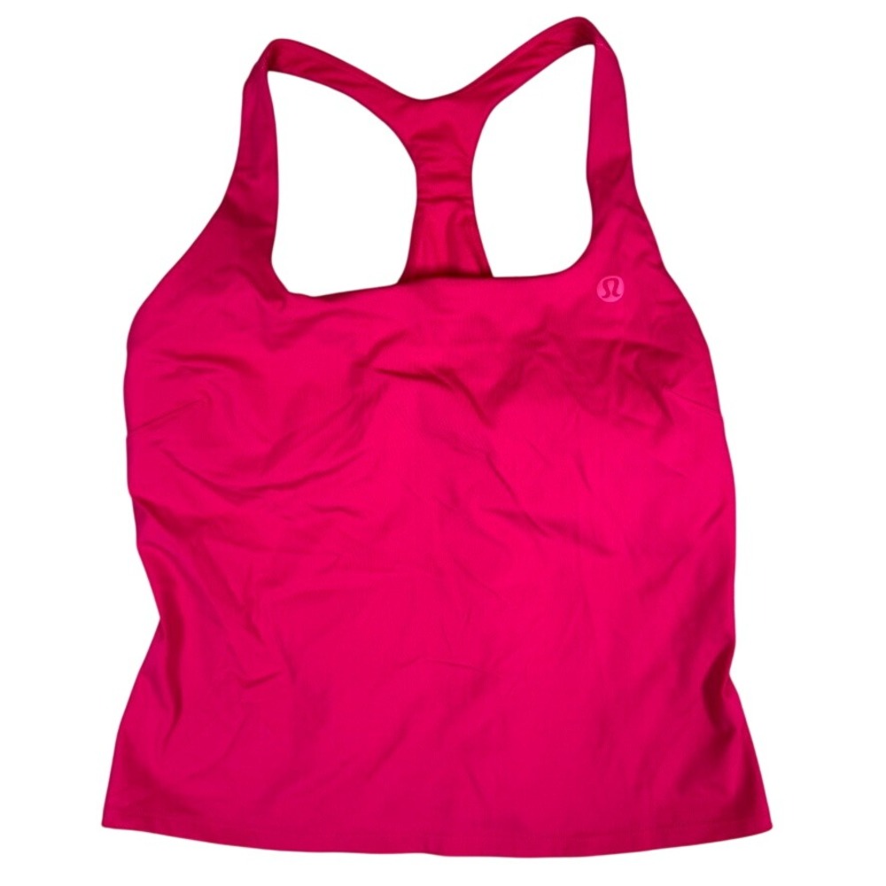 Lululemon Racerback Tank Top Built-In Bra Magenta Pink Size 12 Yoga Athletic